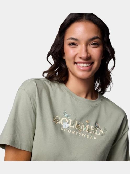 Columbia Rolling Bend Graphic Relaxed Crop Short Sleeve Shirt női crop top zöld színben 6