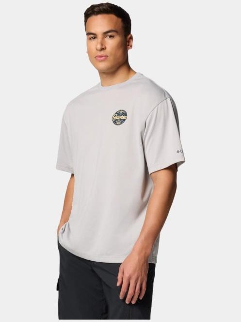 Columbia Cedar Trail Graphic Tee férfi rövid ujjú sport póló szürke színben 4