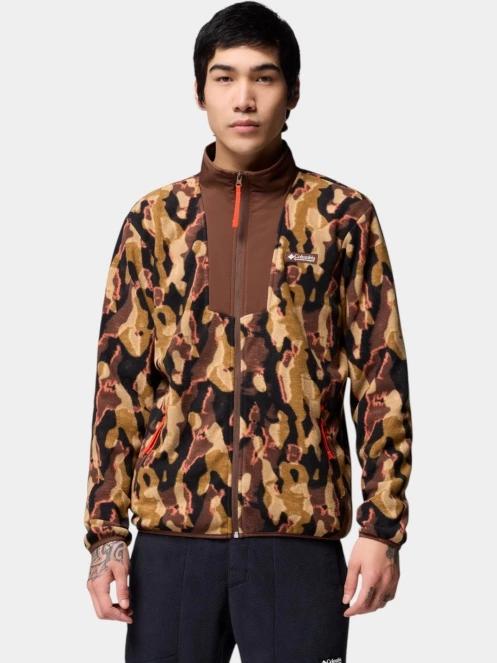 Columbia Sequoia Grove Printed Full Zip férfi polár pulóver barna színben 2