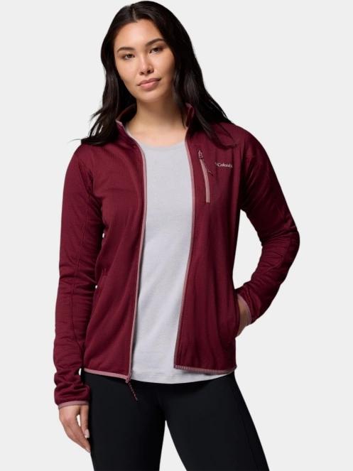 Columbia Essential Hike Grid Fleece Full Zip női polár pulóver piros színben 5