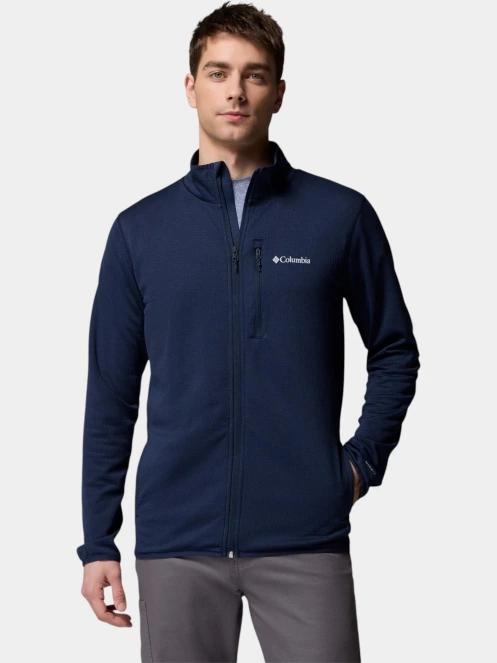 Columbia Essential Hike Grid Fleece Full Zip férfi polár pulóver kék színben 2
