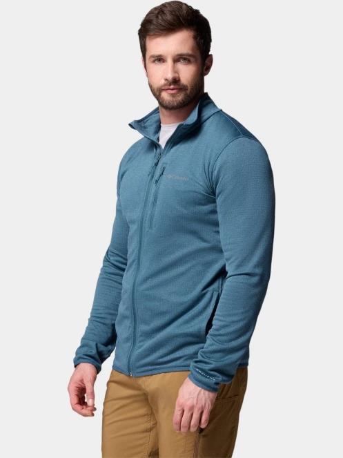 Columbia Essential Hike Grid Fleece Full Zip férfi polár pulóver kék színben 3