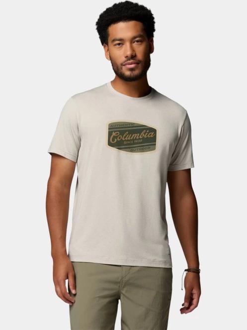 Columbia Parsons Point Short Sleeve Graphic Tee férfi rövid ujjú sport póló homok színben 2