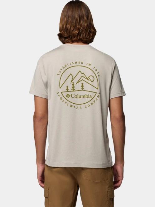 Columbia Parsons Point Short Sleeve Back Graphic Tee férfi rövid ujjú sport póló homok színben 4