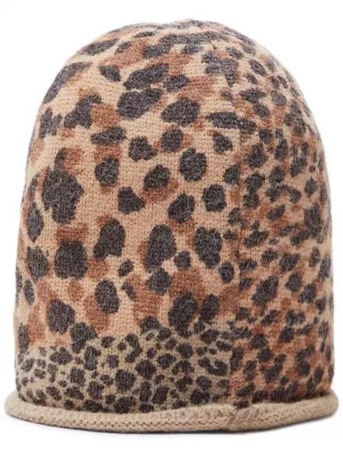 Desigual HAT_ANIMAL PATCH GORRO női kötött sapka barna színben 3