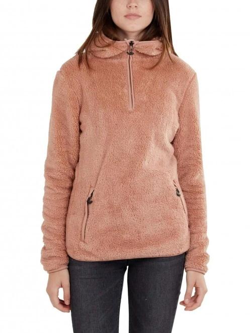 Fundango Olivia Pile Jacket női kapucnis pulóver rózsaszín színben 2