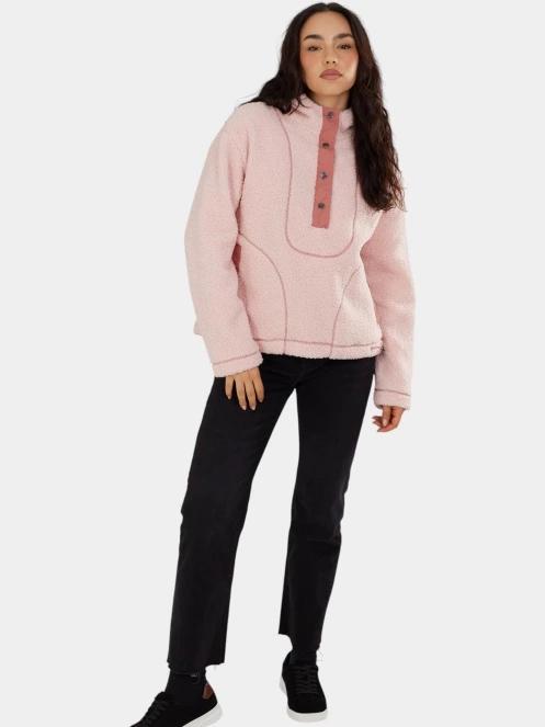 Fundango Juniper Pile Jacket női kapucnis pulóver rózsaszín színben 4