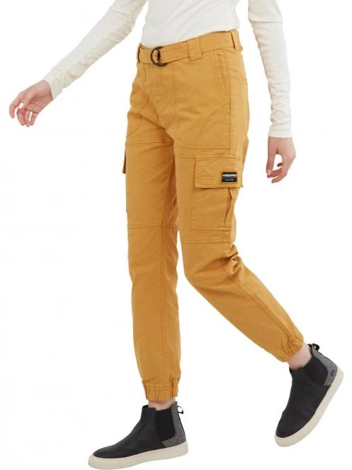 Fundango Alina Cargo Pants női oldalzsebes utcai nadrág sárga színben 2