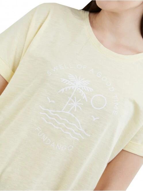 Fundango Nissa T-shirt női rövid ujjú póló sárga színben 5