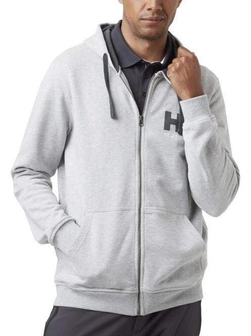Helly Hansen Hh Logo Full Zip Hoodie férfi kapucnis pulóver szürke színben 2