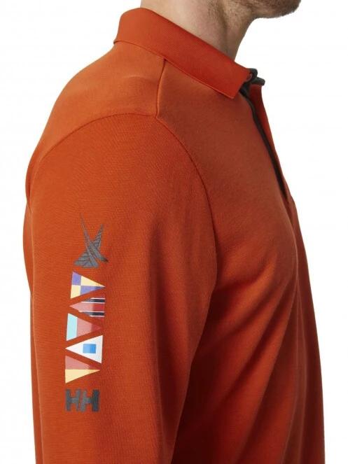 Helly Hansen Skagerrak Quickdry Rugger férfi galléros póló narancssárga színben 4