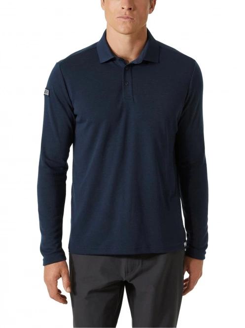 Helly Hansen Skagerrak Quickdry Rugger férfi hosszú ujjú galléros póló sötétkék színben 2