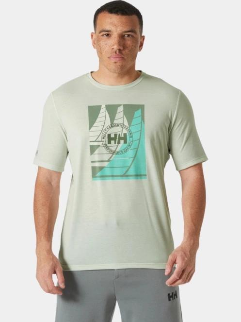 Helly Hansen Hp Race Graphic T-Shirt férfi rövid ujjú sport póló zöld színben 2