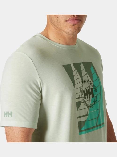 Helly Hansen Hp Race Graphic T-Shirt férfi rövid ujjú sport póló zöld színben 4