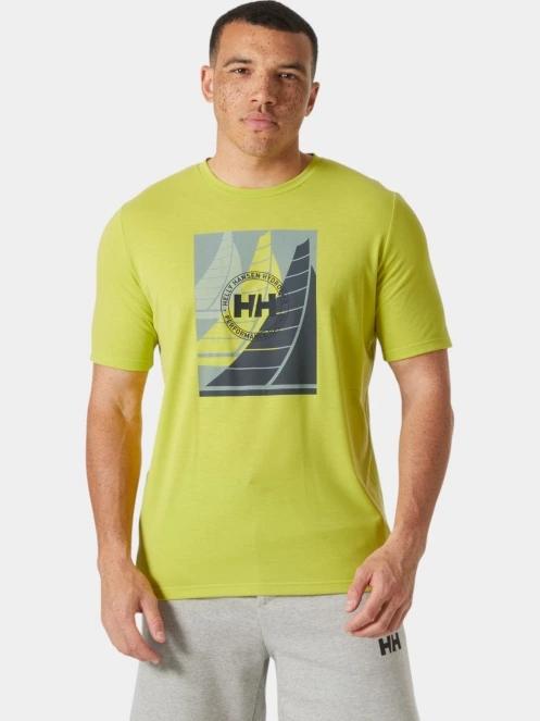 Helly Hansen Hp Race Graphic T-Shirt férfi rövid ujjú sport póló zöld színben 2