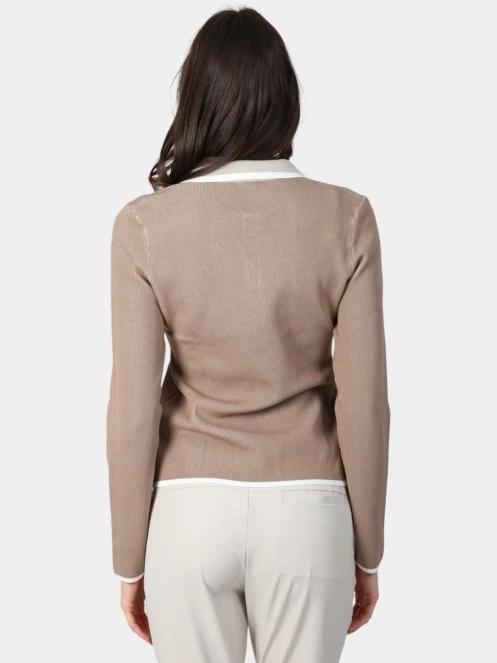 Luhta Luhta Inkarila női hosszú ujjú galléros póló barna színben 4