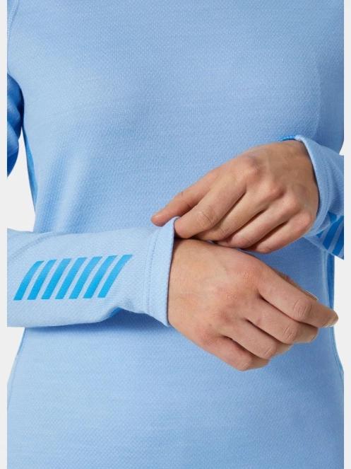 Helly Hansen W Lifa Merino Midweight Crew női aláöltöző felső világoskék színben 5