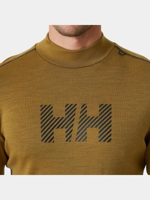 Helly Hansen Lifa Merino Midw Logo férfi aláöltöző felső oliva színben 4