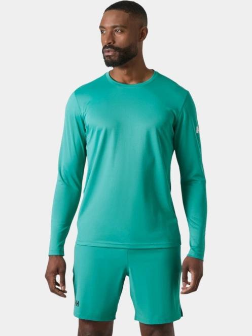 Helly Hansen Hh Tech Crew Ls férfi hosszú ujjú sport póló zöld színben 2