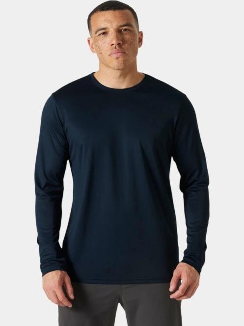 Helly Hansen Hh Tech Crew Ls férfi hosszú ujjú sport póló sötétkék színben 2