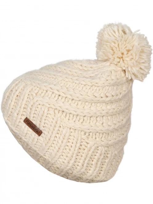 Fundango Glen Beanie női bojtos sapka homok színben 2