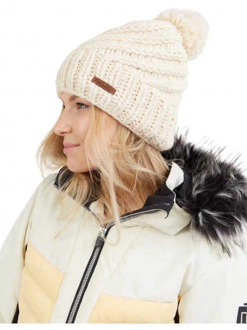Fundango Glen Beanie női bojtos sapka homok színben 4