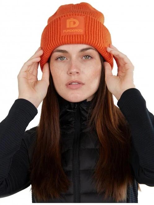 Fundango Elion Beanie kötött sapka narancssárga színben 3