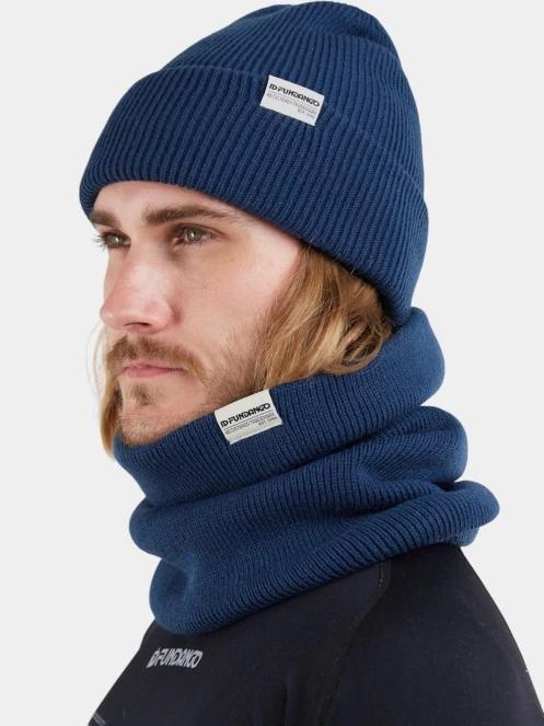 Fundango Tara Beanie kötött sapka sötétkék színben 4