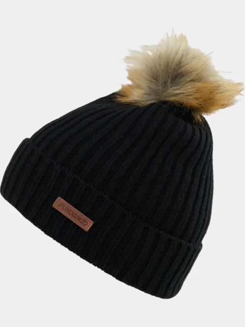 Fundango Merna Beanie női bojtos sapka fekete színben 2