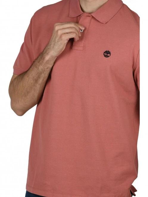 Timberland Basic Polo férfi galléros póló rózsaszín színben 5