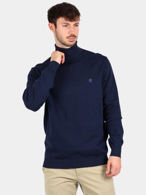 Timberland Turtle Neck Cotton Sweater férfi kötött pulóver sötétkék színben 2