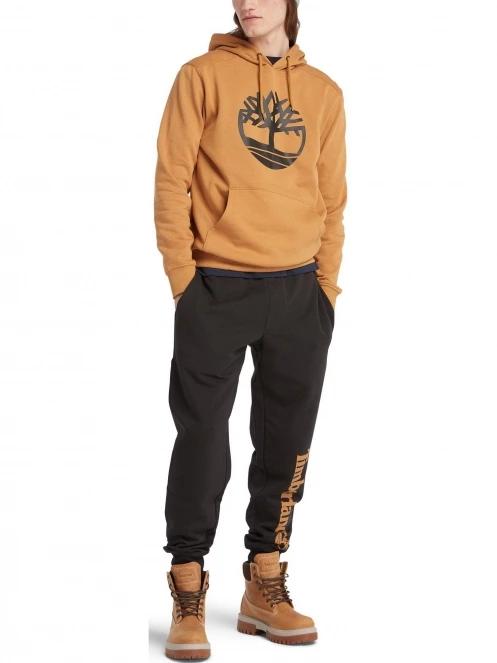 Timberland Tree Logo Hoodie férfi kapucnis pulóver barna színben 5