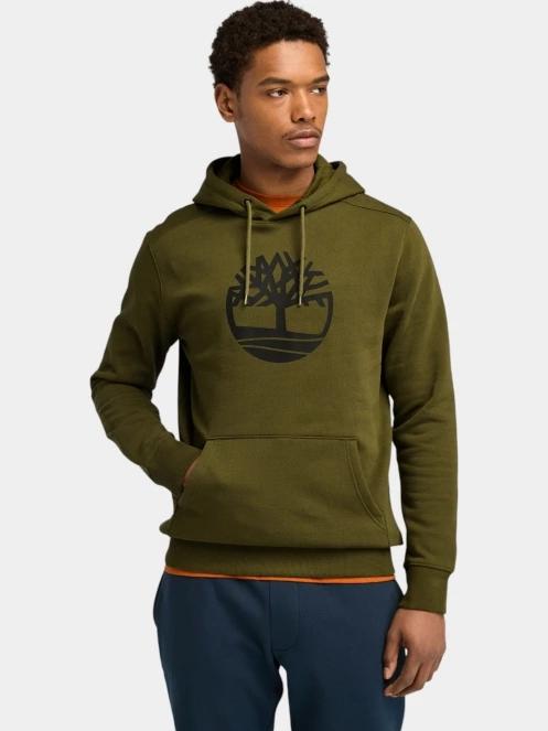 Timberland Tree Logo Hoodie férfi kapucnis pulóver oliva színben 2