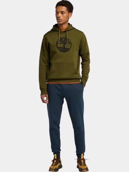 Timberland Tree Logo Hoodie férfi kapucnis pulóver oliva színben 4