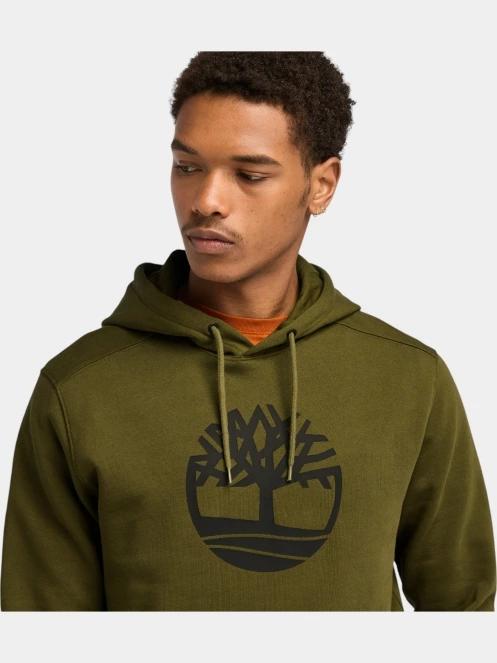Timberland Tree Logo Hoodie férfi kapucnis pulóver oliva színben 5