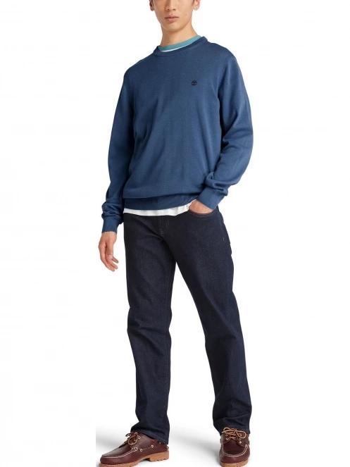 Timberland Cotton Yd Sweater férfi pulóver sötétkék színben 5