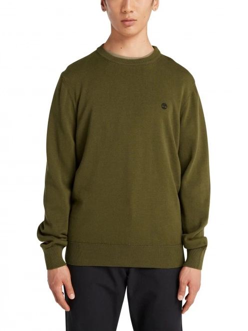 Timberland Cotton Yd Sweater férfi pulóver oliva színben 2
