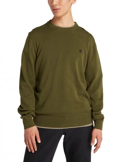 Timberland Cotton Yd Sweater férfi pulóver oliva színben 4