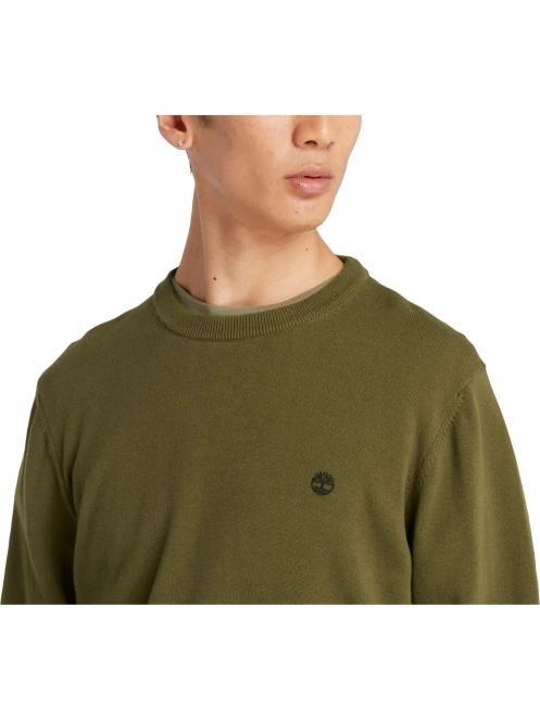 Timberland Cotton Yd Sweater férfi pulóver oliva színben 6