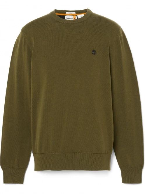Timberland Cotton Yd Sweater férfi pulóver oliva színben 7