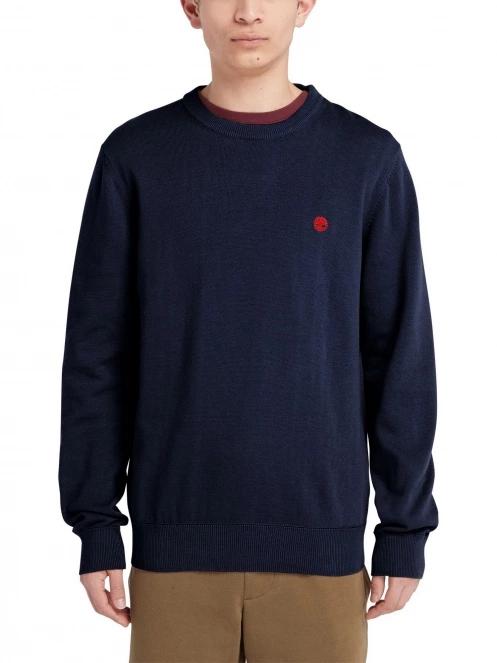 Timberland Cotton Yd Sweater férfi pulóver sötétkék színben 2