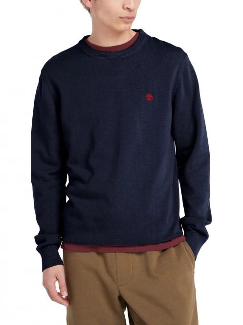 Timberland Cotton Yd Sweater férfi pulóver sötétkék színben 4