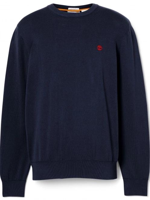 Timberland Cotton Yd Sweater férfi pulóver sötétkék színben 7