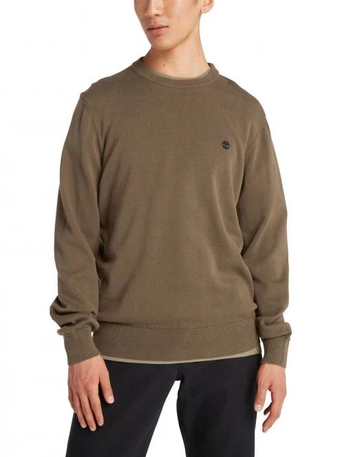 Timberland Cotton Yd Sweater férfi pulóver zöld színben 4