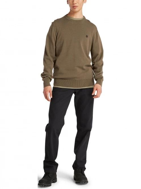 Timberland Cotton Yd Sweater férfi pulóver zöld színben 5