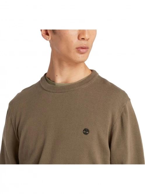 Timberland Cotton Yd Sweater férfi pulóver zöld színben 6