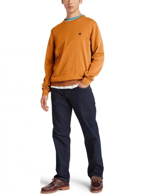 Timberland Cotton Yd Sweater férfi pulóver barna színben 5