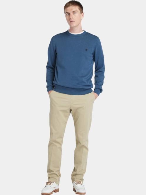 Timberland Cotton Yd Sweater férfi pulóver sötétkék színben 4