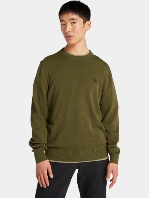 Timberland Cotton Yd Sweater férfi pulóver oliva színben 2