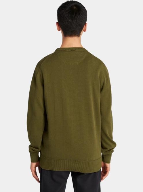 Timberland Cotton Yd Sweater férfi pulóver oliva színben 3